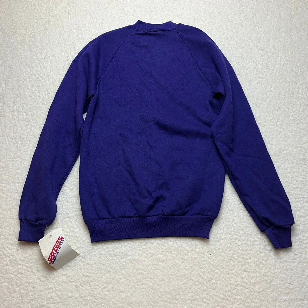 JERZEES Purple Raglan Sleeve Sweatshirt Crew Neck Basic Pullover S‎ Made in USA